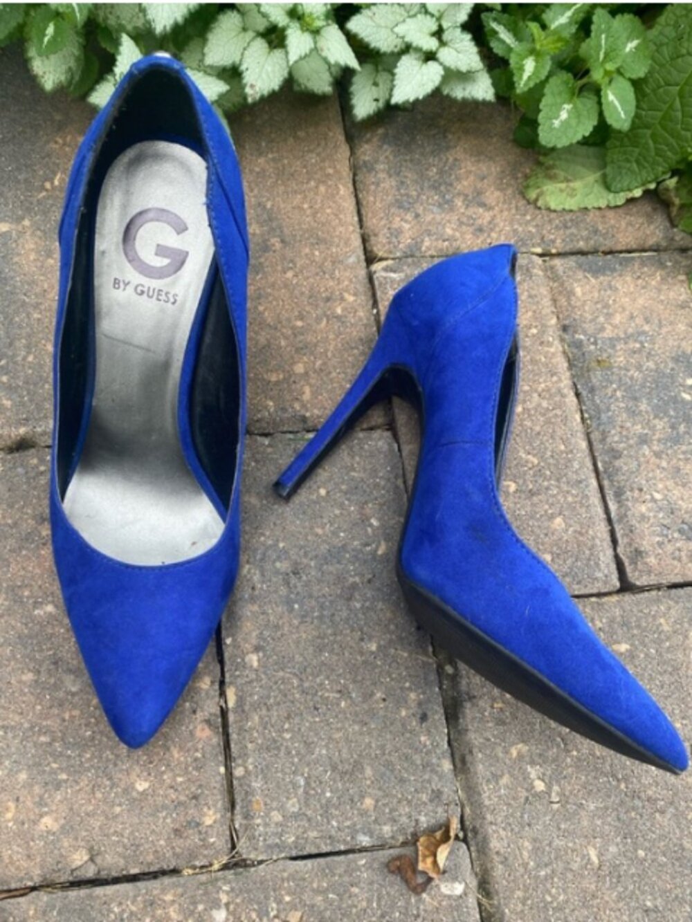 G by Guess Royal Blue Suede Pointed-Toe Pumps, Size 8 Summer Sale